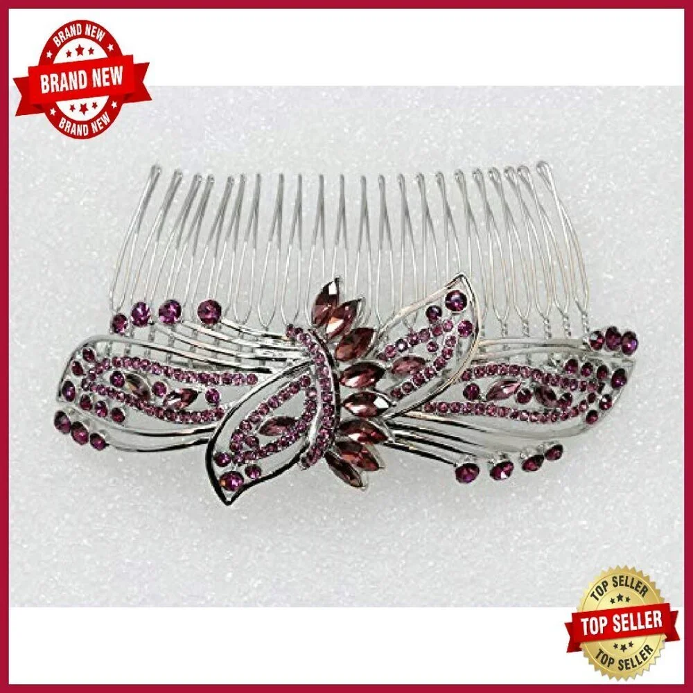Large Floral Rhinestone Hair Comb for Special Occasions